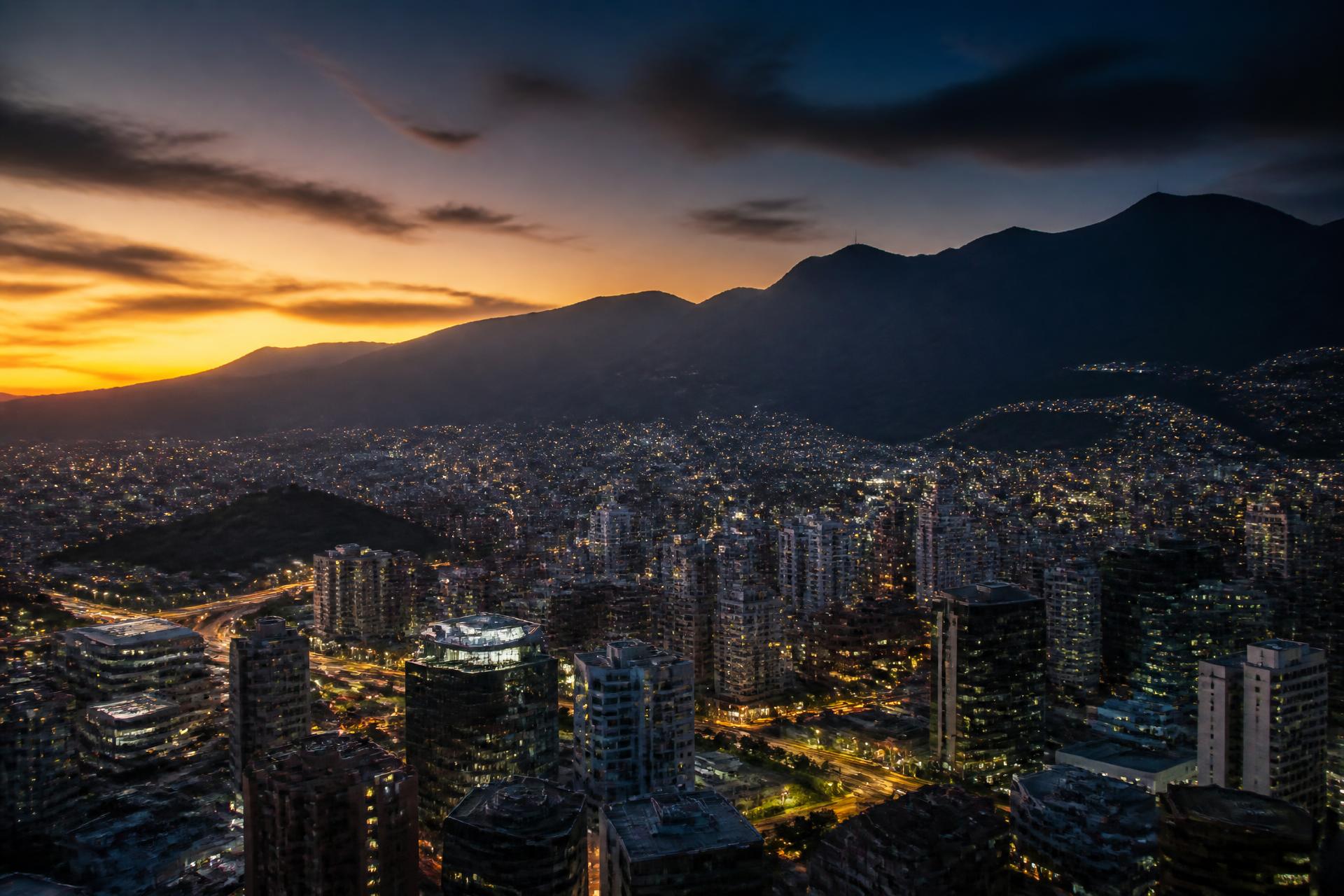 Caracas skyline at twilight