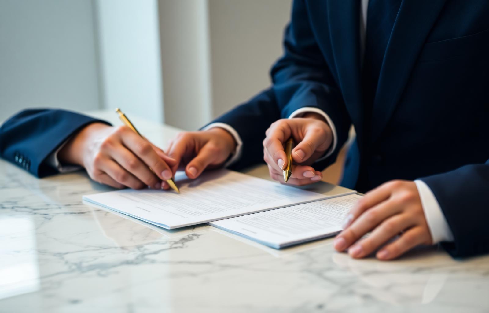 Advisors reviewing acquisition documents
